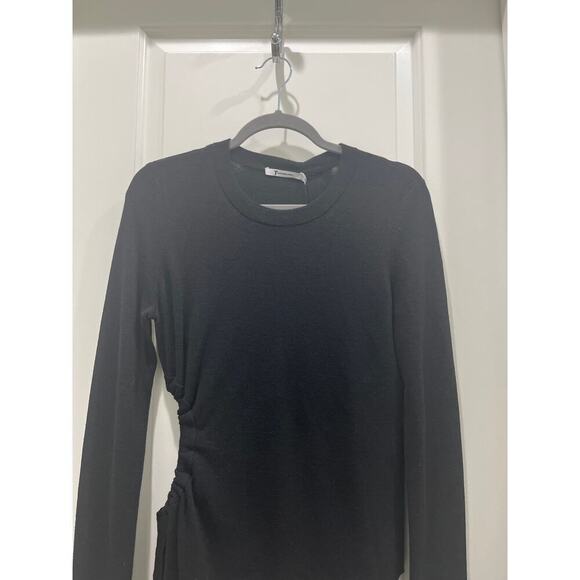 NWT T Alexander Wang Wool Black Long Sleeve Asymmetrical Sweater W/ Cut Out Sz M - Picture 3 of 5